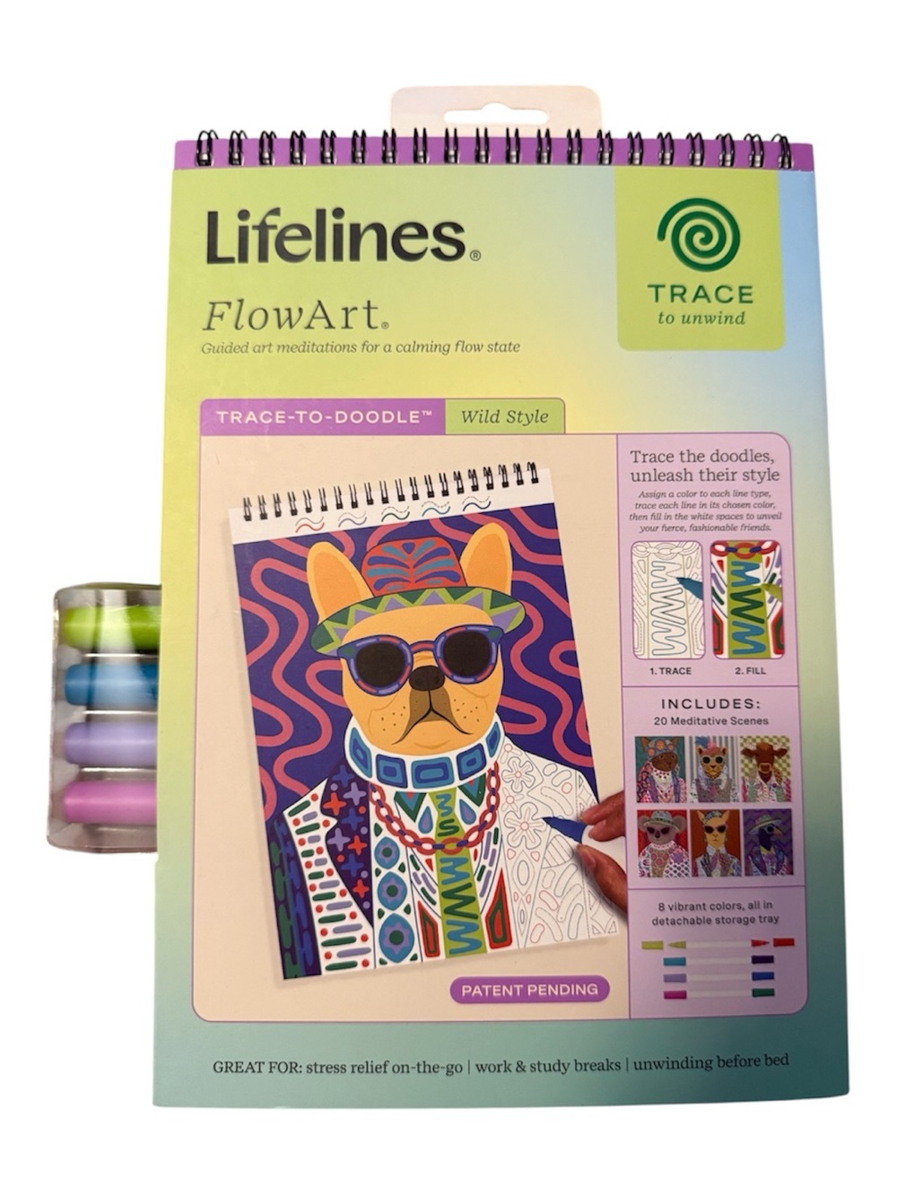 FlowArt Trace-to-Doodle Wild Style Coloring Pad - Purple Accents